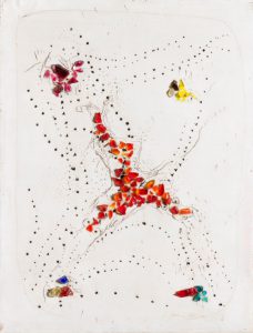 1954 Concetto spaziale, olio e pietre colorate su tela, cm. 65x49